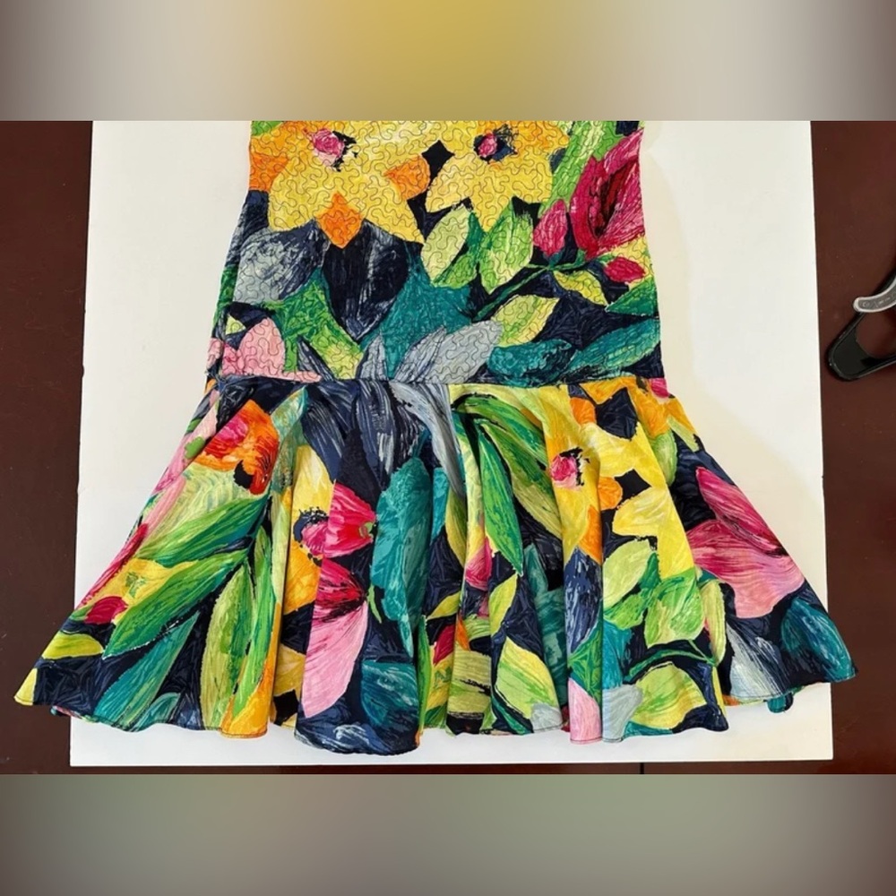 Vintage Cathy Hardwick Colorful Tripical 80s Novelty Print Sleeveless size 6 - Picture 10 of 11